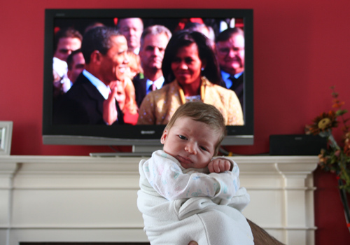 Evan watches the Inauguration