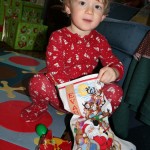 Opening his stocking