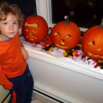 Evan with the pumpkins