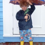 Evan in full rain gear