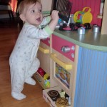 Wyatt plays in the kitchen