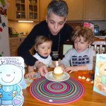 Wyatt enjoys a birthday cupcake