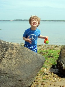 Playing on the beach