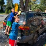 Brothers on Car